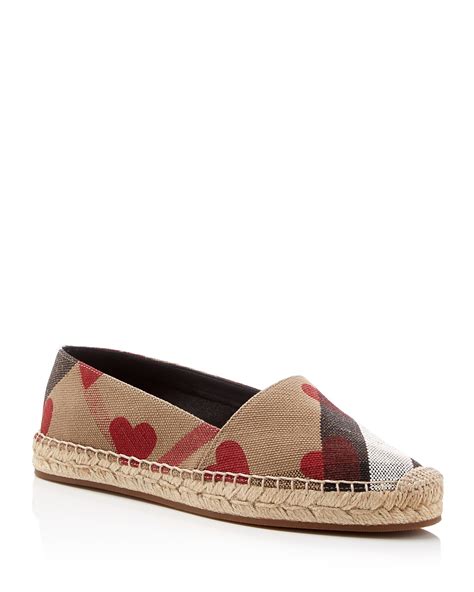 Burberry Hodgeson Heart Platform Espadrille Flats Shoes